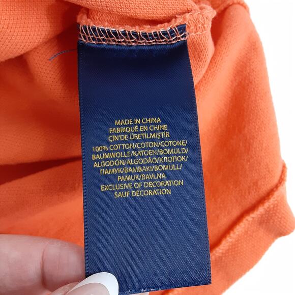 Polo Ralph Lauren Kids Big Pony Polo Shirt Rugby Embroidered Orange Boy 6 School - Picture 6 of 10